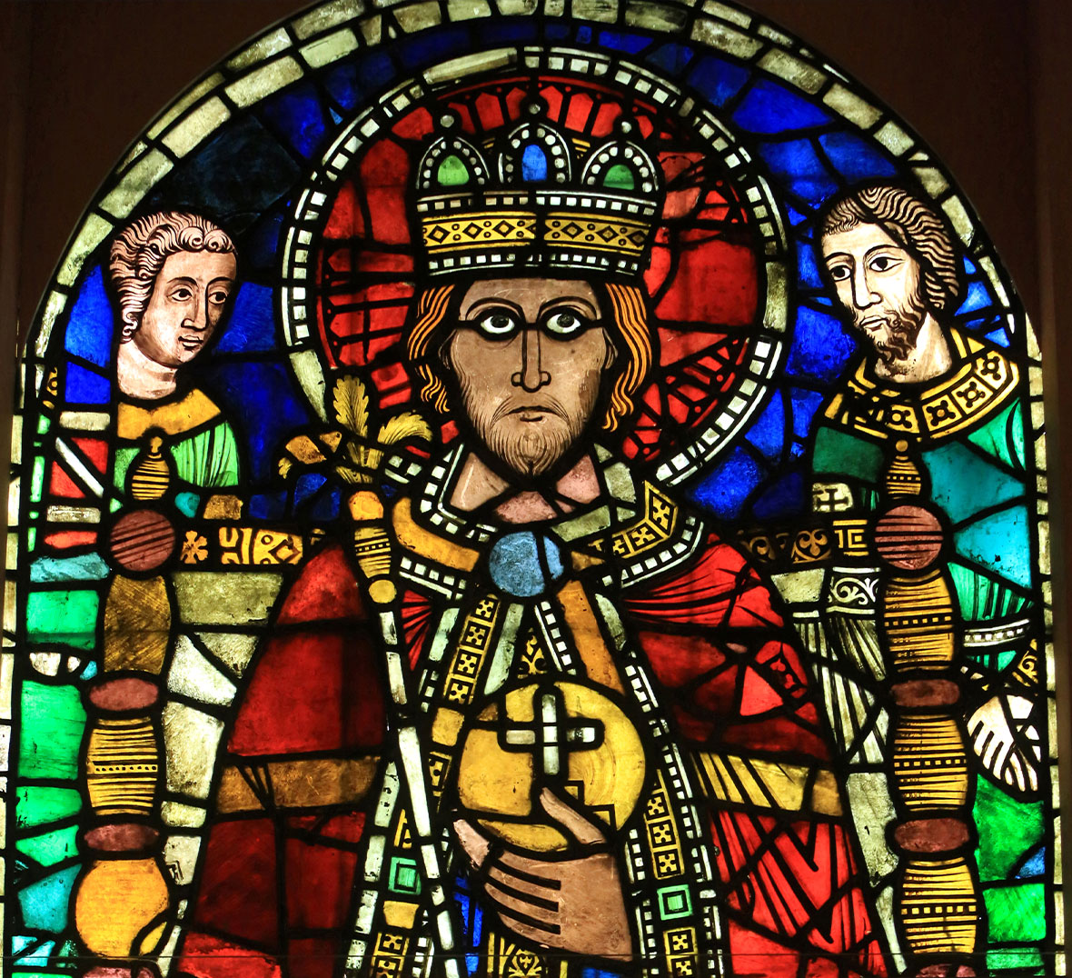 Stain glass window of Henri II ou de Charlemagne in Musée de l'Œuvre Notre-Dame